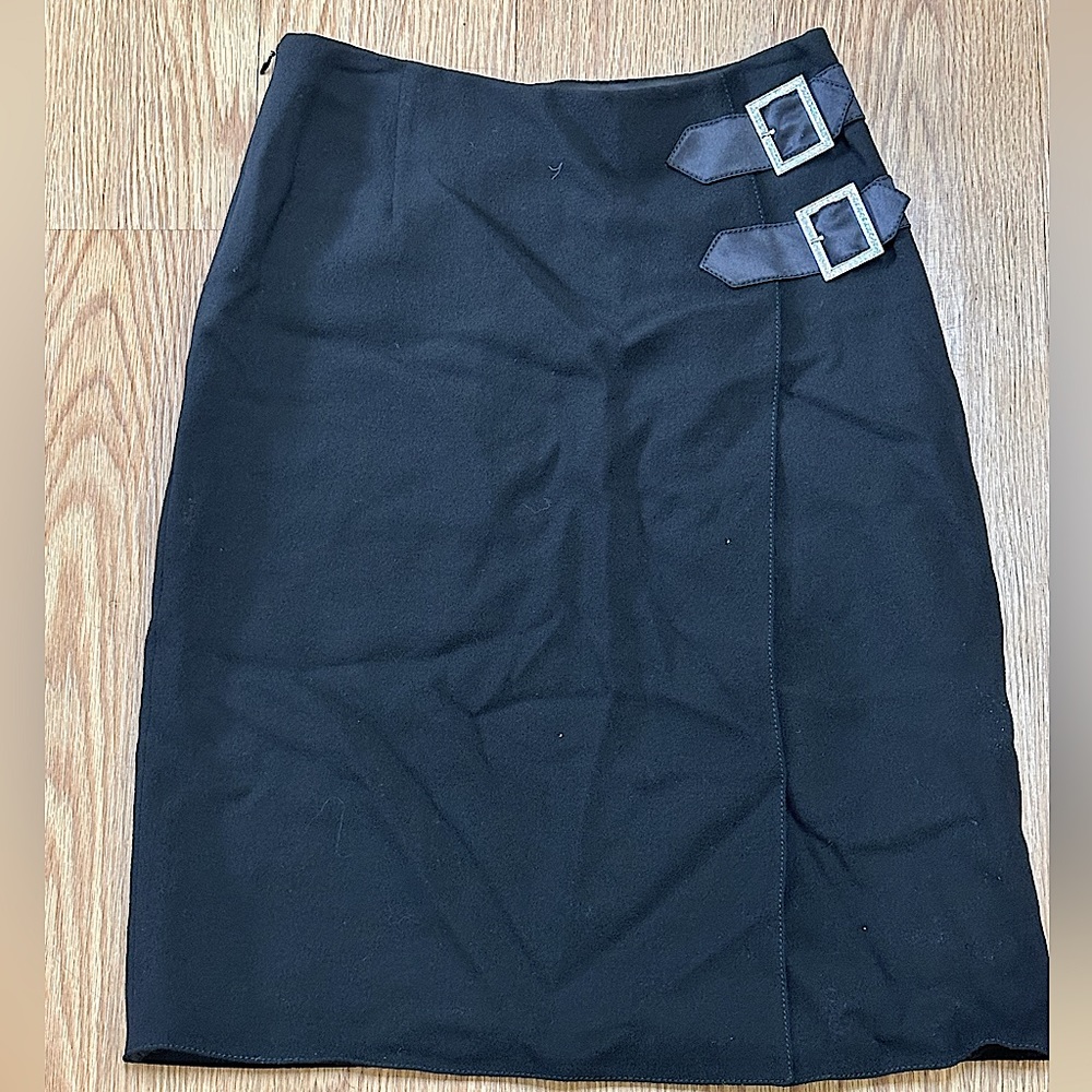 Vintage Valentino Black Skirt with buckle detail